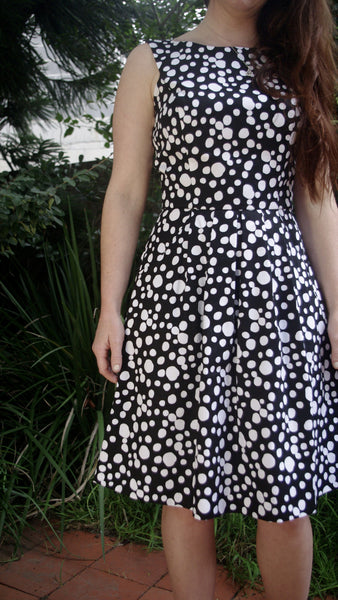 Adalee black and white polka dot dress