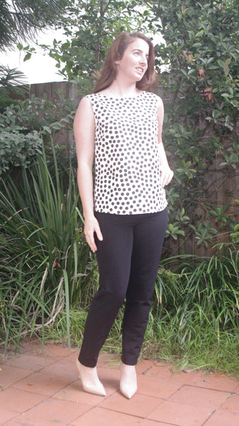 Alaia blue & white polka dot blouse
